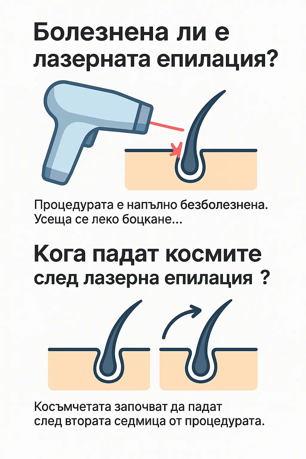 Болезненост и падане на космите след лазерна епилация