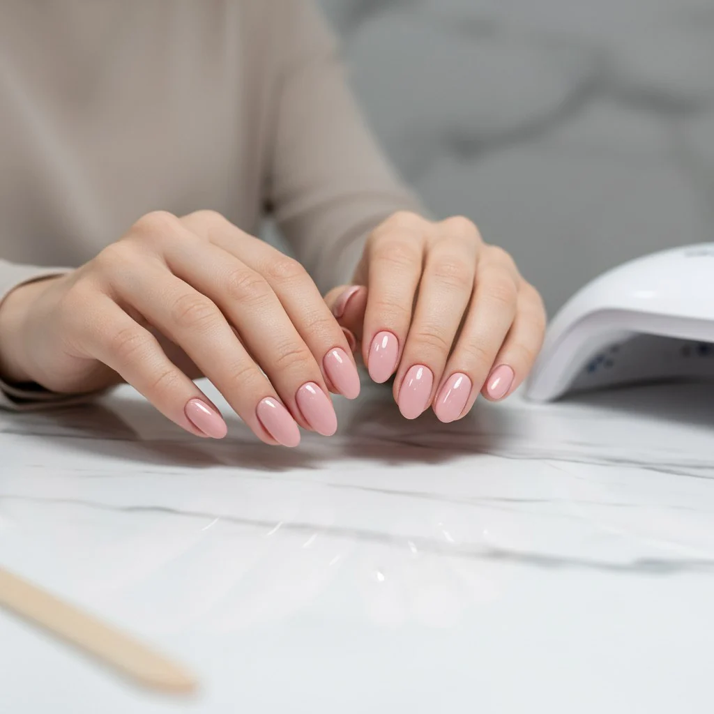 Маникюр с гел лак в нюдов нюанс с овална форма, Abi Beauty София